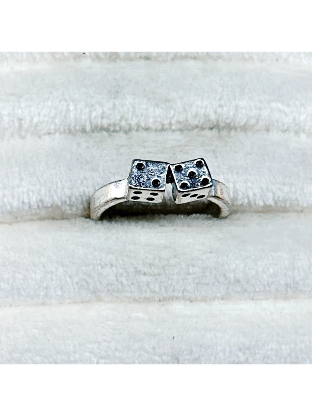 7352gc. Pewtertone Dice Ring 7.5
